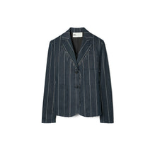 Women Striped Cotton Blazer - Navy/Ivory