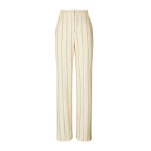 Women Striped Cotton Wide-Leg Pant - Ivory/Navy