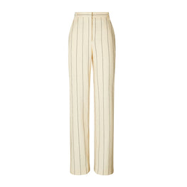 Women Striped Cotton Wide-Leg Pant - Ivory/Navy
