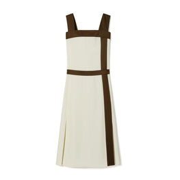 Women Colorblock Satin Dress - New Ivory