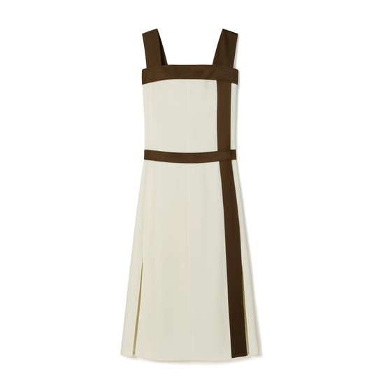Women Colorblock Satin Dress - New Ivory