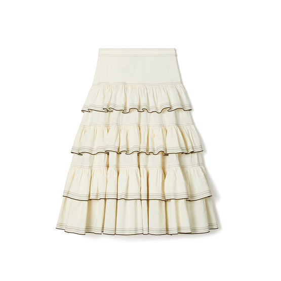 Women Ruffle Cotton Skirt - Biscuit