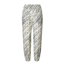 Women Printed Silk Cotton Beach Pant - New Ivory Pixelated Logo