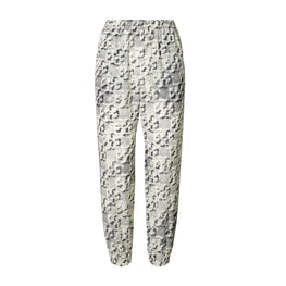 Women Printed Silk Cotton Beach Pant - New Ivory Pixelated Logo