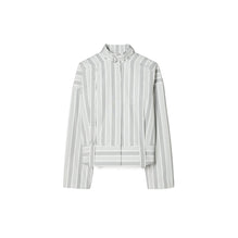 Women Cotton Striped Shirt - Gray Stripe