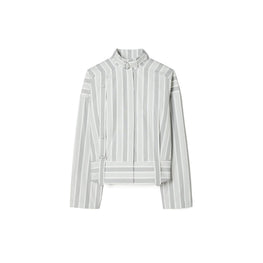 Women Cotton Striped Shirt - Gray Stripe