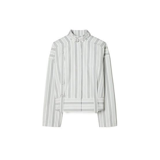 Women Cotton Striped Shirt - Gray Stripe