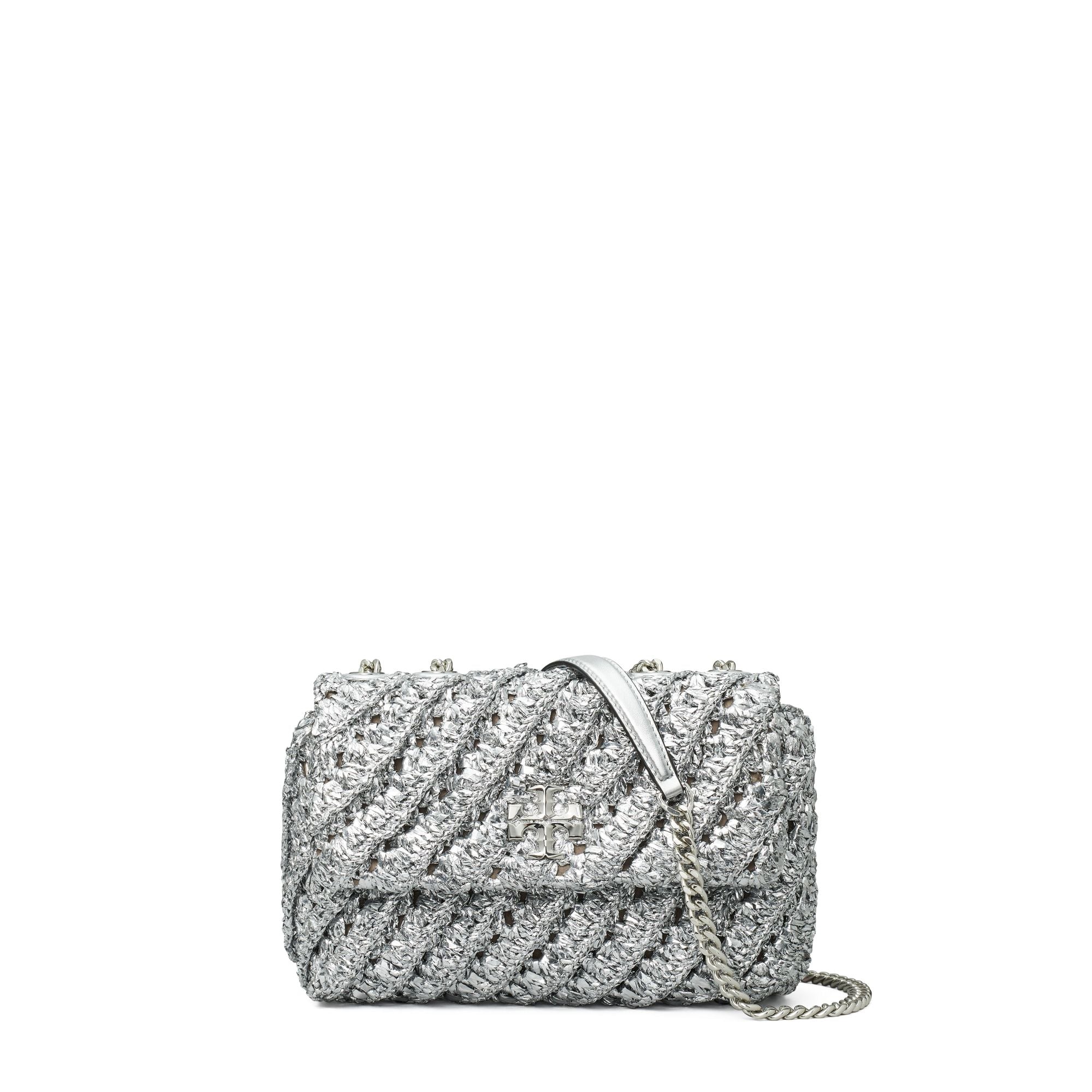 Women Kira Woven Small Convertible Shoulder Bag - Silver