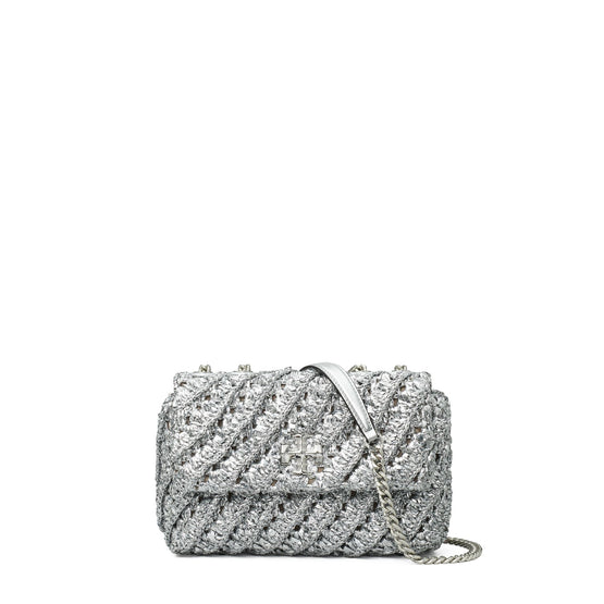 Women Kira Woven Small Convertible Shoulder Bag - Silver
