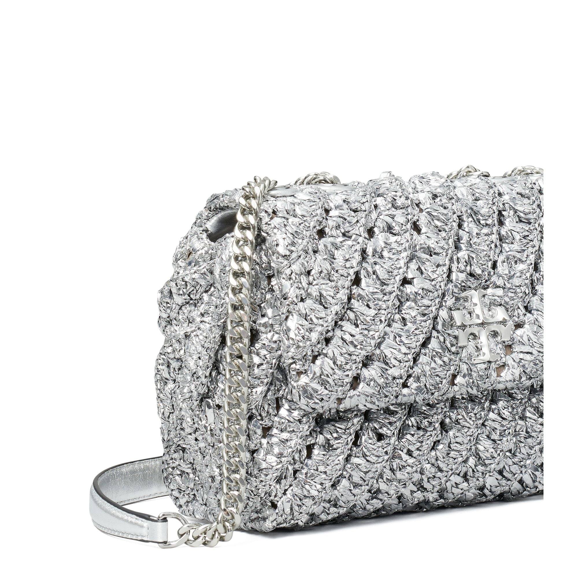 Women Kira Woven Small Convertible Shoulder Bag - Silver