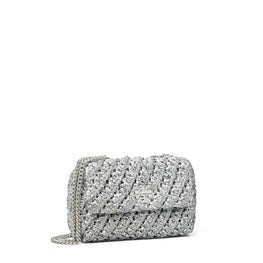 Women Kira Woven Small Convertible Shoulder Bag - Silver