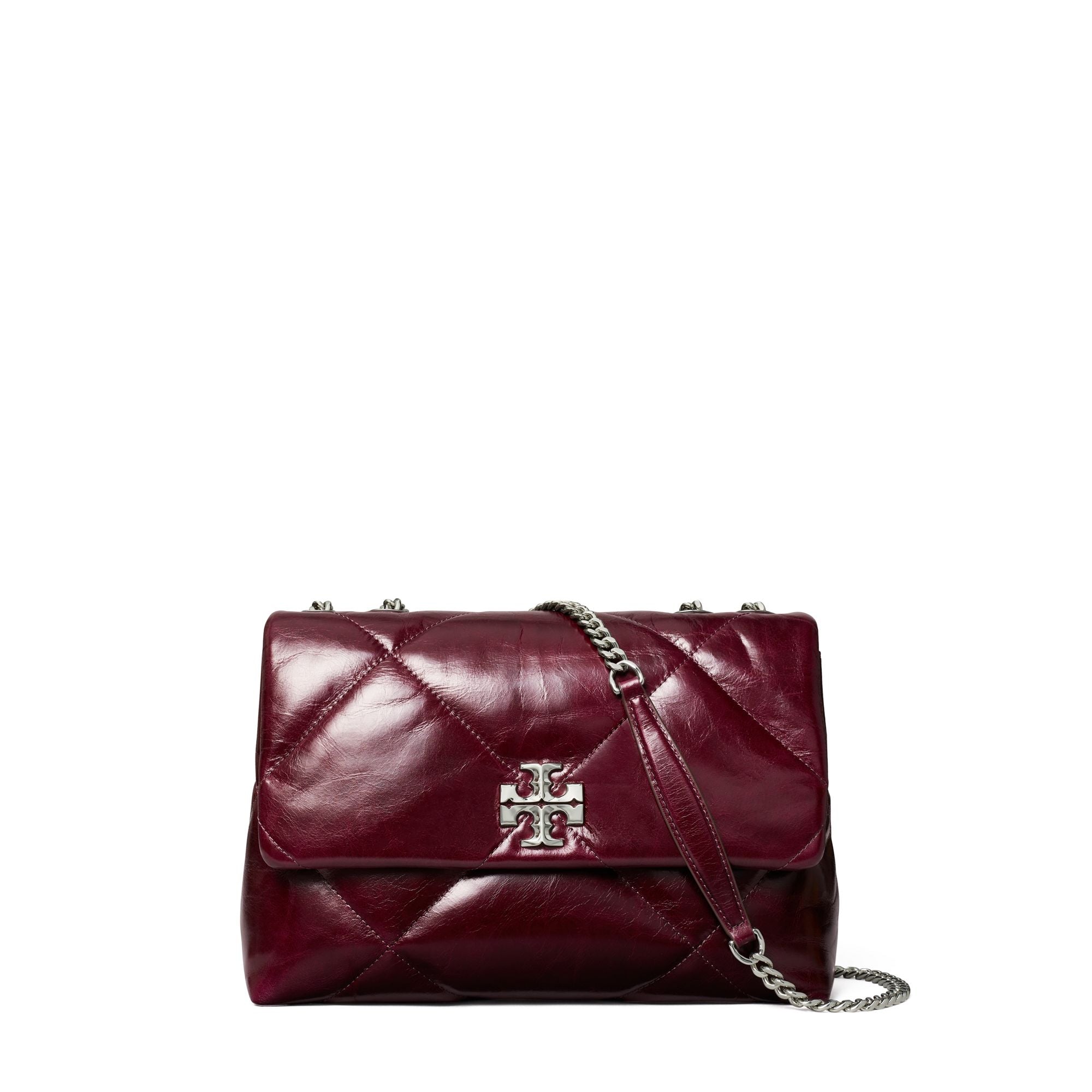 Women Kira Diamond Quilt Distressed Convertible Shoulder Bag - Dark Carmine