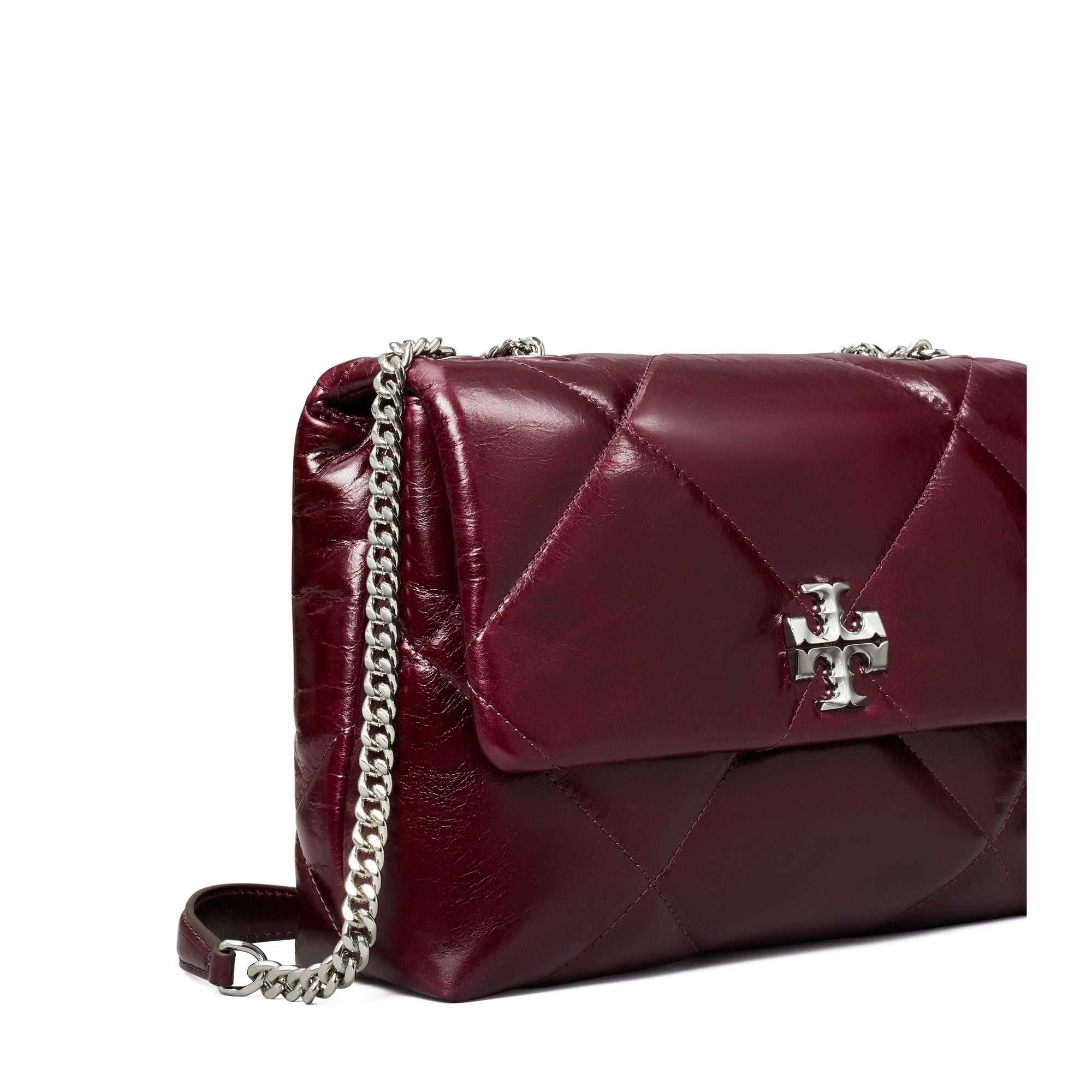 Women Kira Diamond Quilt Distressed Convertible Shoulder Bag - Dark Carmine