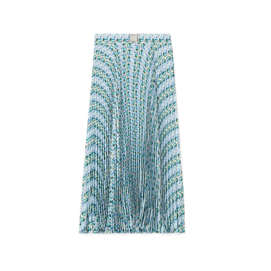 Women Pleated Viscose Skirt - Blue Lucky Duck