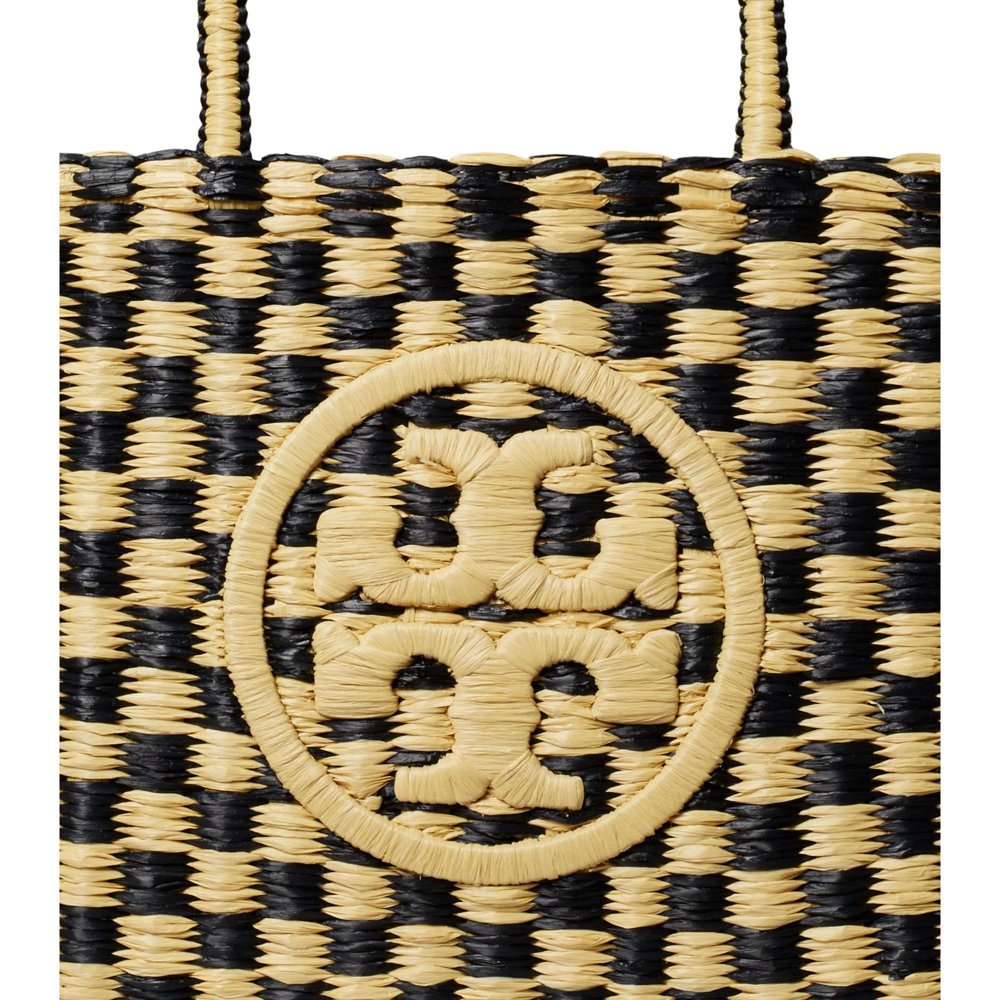 Women Ella Hand-Crocheted Checkered Small Tote - Black / Natural