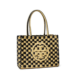 Women Ella Hand-Crocheted Checkered Small Tote - Black / Natural