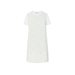 Women Corded Lace T-Shirt Dress - White