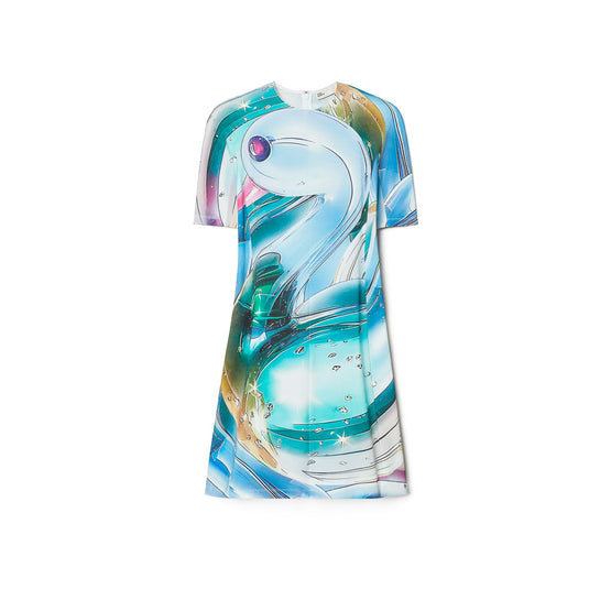 Women Cotton T-Shirt Dress - Blue Lucky Duck