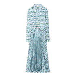 Women Printed Twill Dress - Blue Lucky Duck