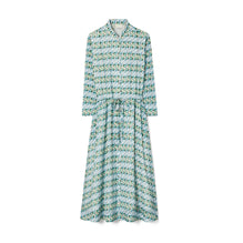 Women Printed Shirtdress - Blue Glass Swan Allover