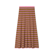 Women Striped Cotton Skirt - Frappe Pink / Senape