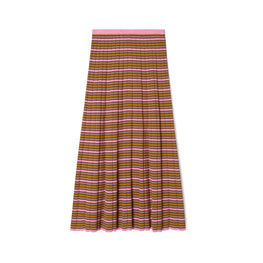 Women Striped Cotton Skirt - Frappe Pink / Senape