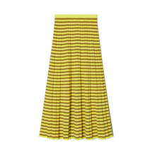 Women Striped Cotton Skirt - Vibrant Lemon Yellow / Wax Bean Yellow