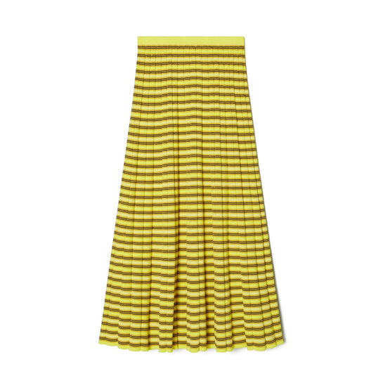 Women Striped Cotton Skirt - Vibrant Lemon Yellow / Wax Bean Yellow