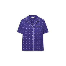 Women Lily Cotton Camp Shirt - Ballpoint Ink Nothing Ditsy