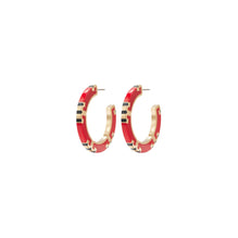 Women Icon Striped Enamel Hoop Earring - Tory Gold / Red / Navy
