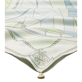 Women Sailboat Spiral Silk Square - Mint