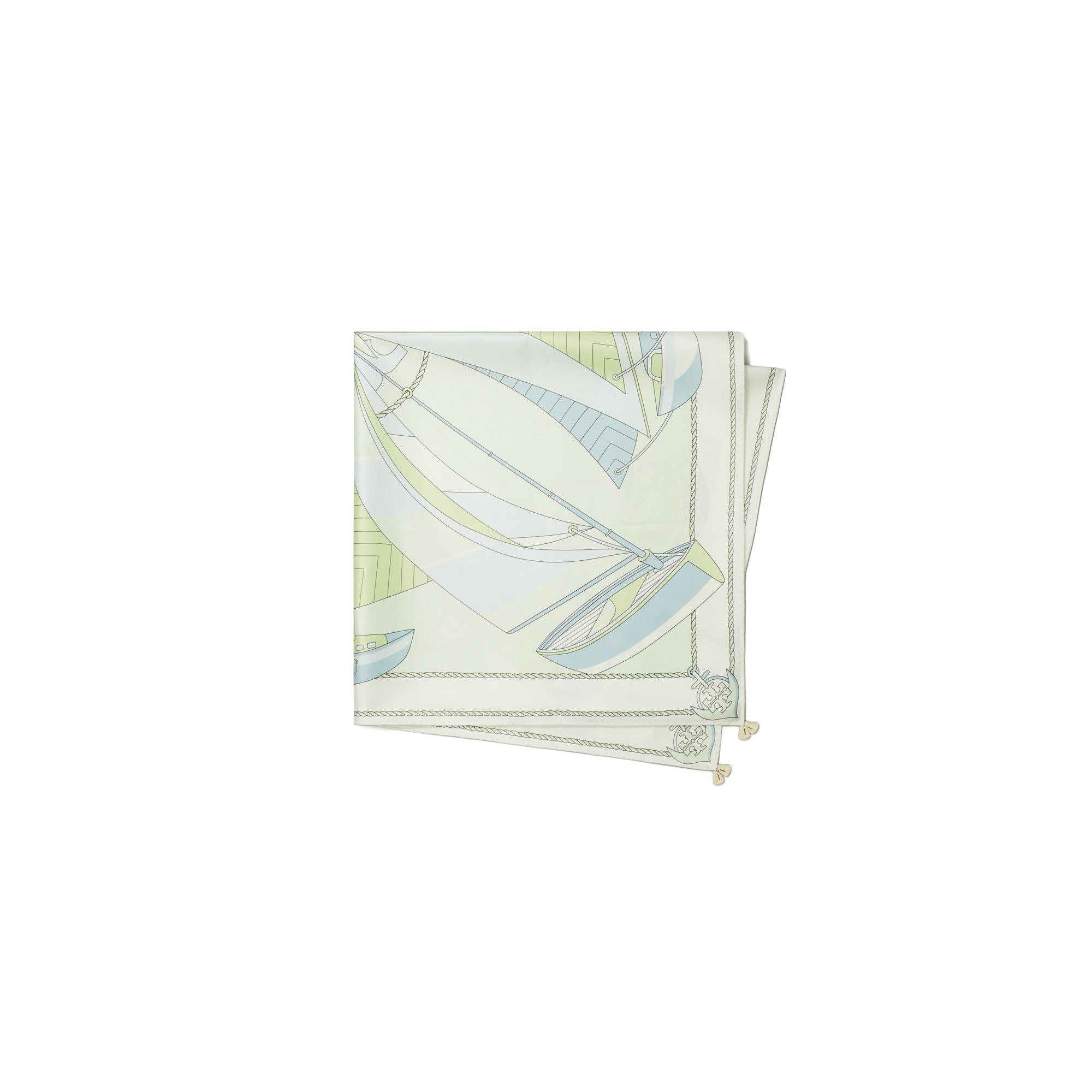Women Sailboat Spiral Silk Square - Mint