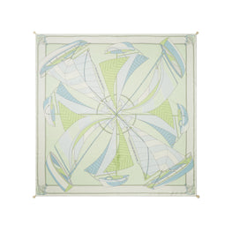 Women Sailboat Spiral Silk Square - Mint