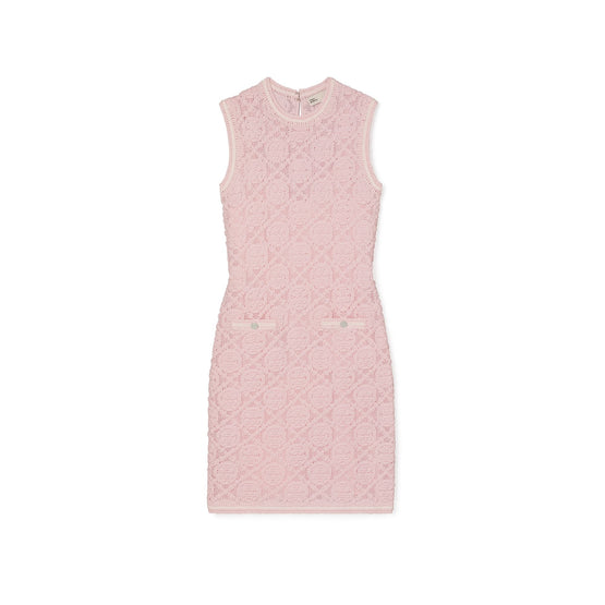 Women Cotton Pointelle Knitted Tank Dress - Stone Pink
