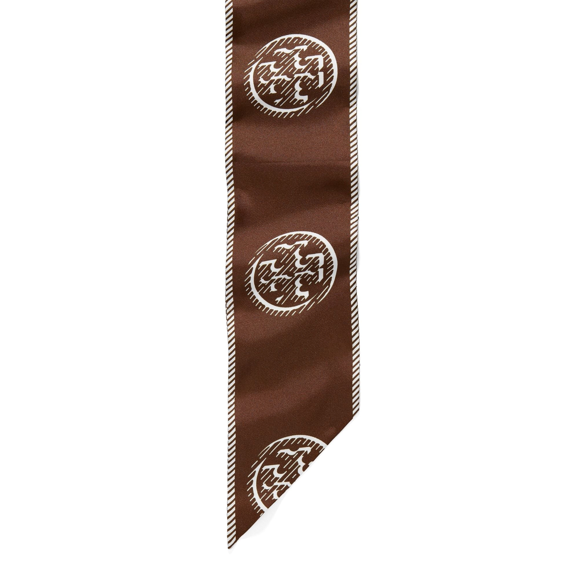 Women Medallion Logo Ribbon Tie - Chocolate