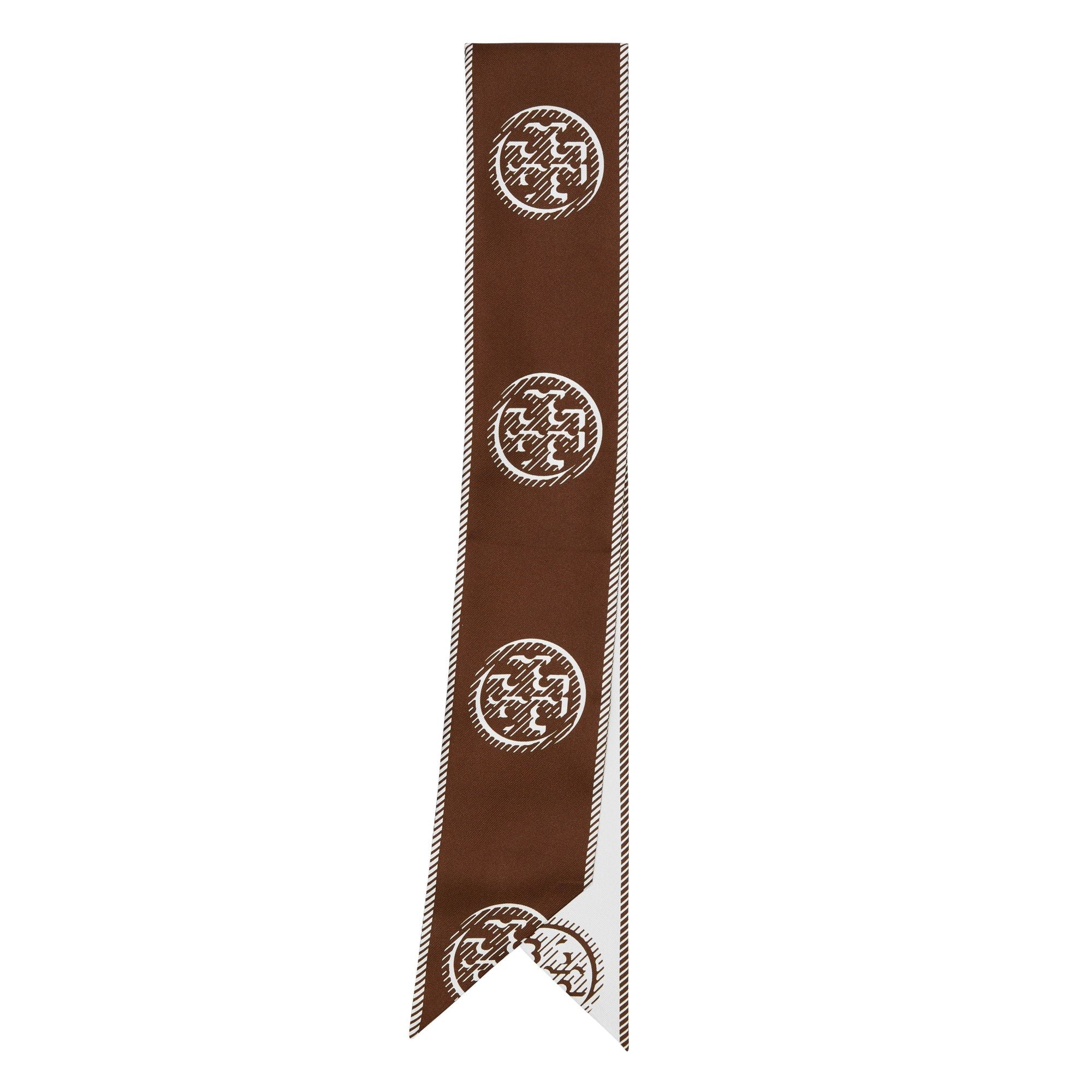 Women Medallion Logo Ribbon Tie - Chocolate
