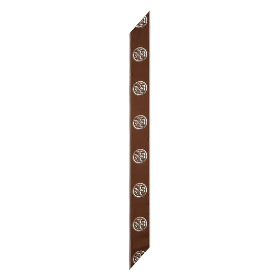 Women Medallion Logo Ribbon Tie - Chocolate
