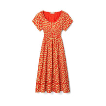 Women Print Scoop Neck Dress - Red Little Leaves
