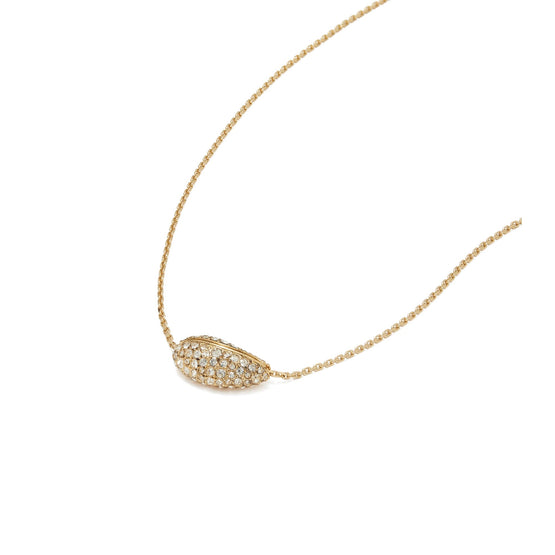 Women Pierced PavÃ© Pendant Necklace - Light Brass / Crystal