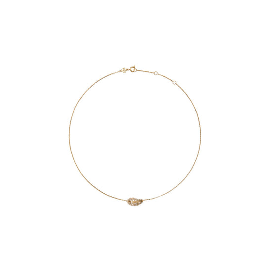 Women Pierced PavÃ© Pendant Necklace - Light Brass / Crystal