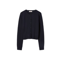 Women Long Sleeve Crewneck Cardigan - Medium Navy