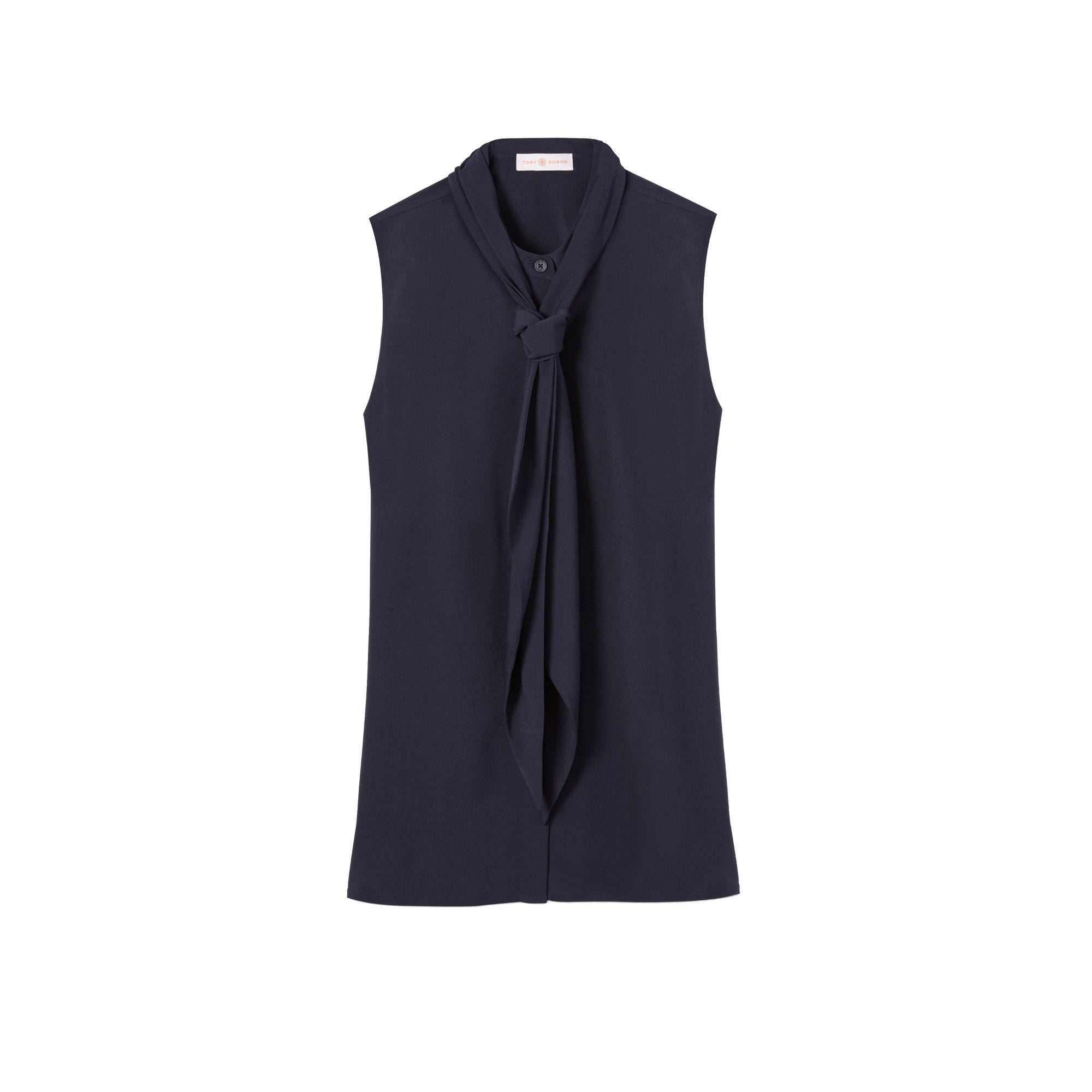 Women Sleeveless Bow Blouse - Medium Navy