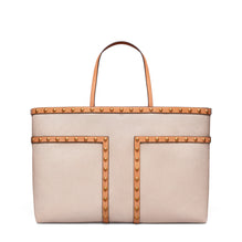 Women Block-T Stud Tote - Natural / Vachetta