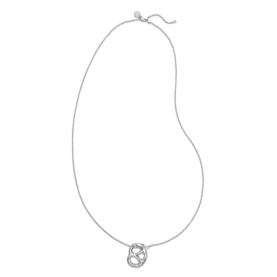 Women Pretzel Pendant Necklace - Silver