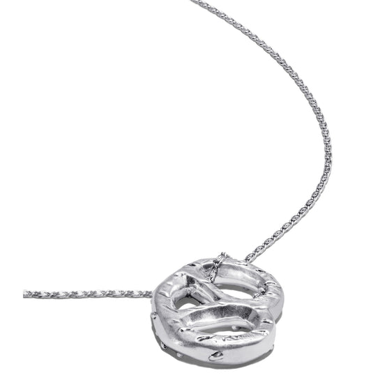 Women Pretzel Pendant Necklace - Silver