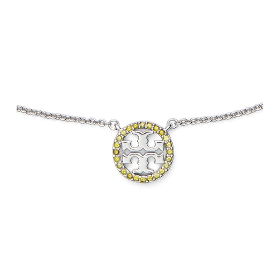 Women Icon Pavé Pendant Necklace - Tory Silver / Olive
