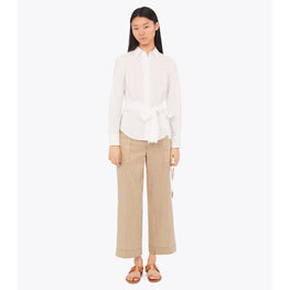 Women Scalloped Cotton Shirt - White
