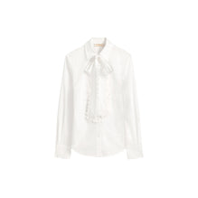 Women Scalloped Cotton Shirt - White