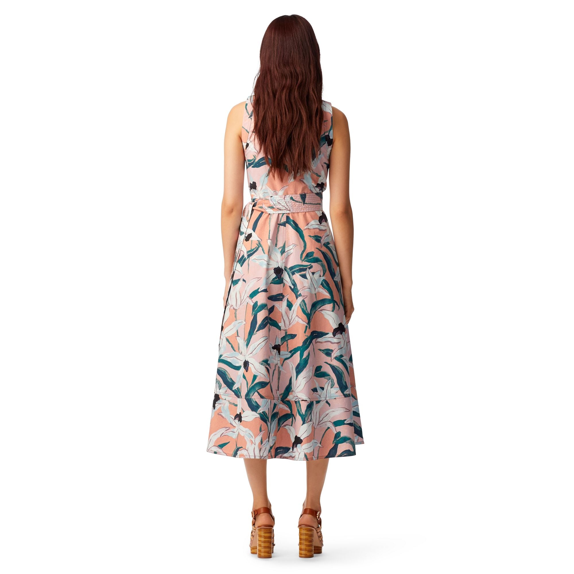 Women Printed Wrap Dress - Pink Desert Bloom
