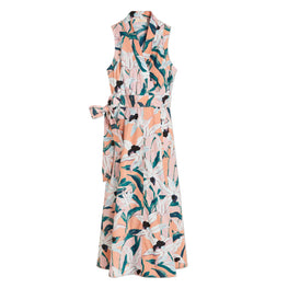 Women Printed Wrap Dress - Pink Desert Bloom